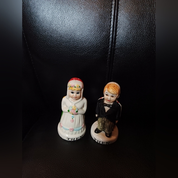 1960's Now and Then salt pepper shakers - Picture 9 of 10